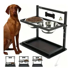 Raised Double Stainless Steel Dog Bowl