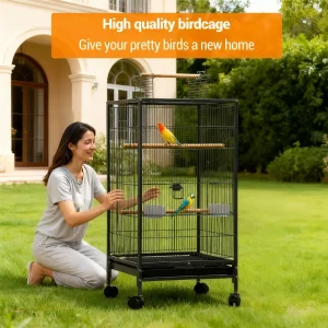 40” Metal Bird Cage with Stand & Wheels