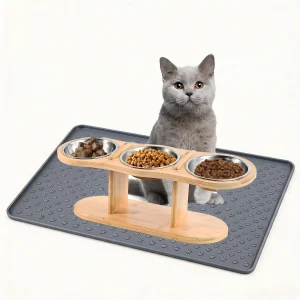 Elevated 3-Bowl Pet Feeder