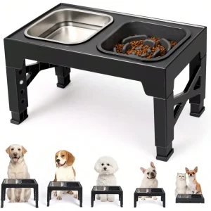 Elevated Stainless Steel Slow Feeder Dog Bowl