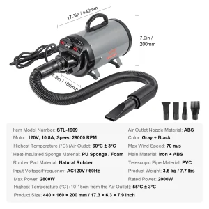 High-Power Dog Grooming Dryer